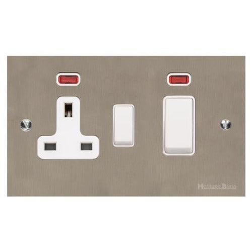 Bauhaus Range Satin Nickel Switches & Sockets, BH5 - 45A Cooker Unit + 13A Socket by Heritage Brass By M-Marcus