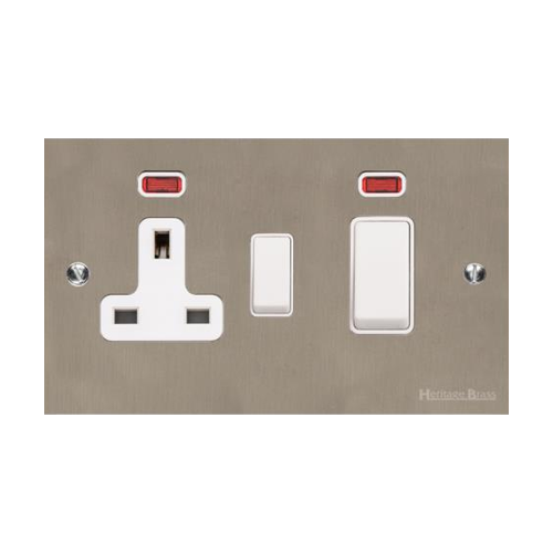 Bauhaus Range Satin Nickel Switches & Sockets, BH5 - 45A Cooker Unit + 13A Socket by Heritage Brass By M-Marcus