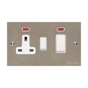 Bauhaus Range Satin Nickel Switches & Sockets, BH5 - 45A Cooker Unit + 13A Socket by Heritage Brass By M-Marcus