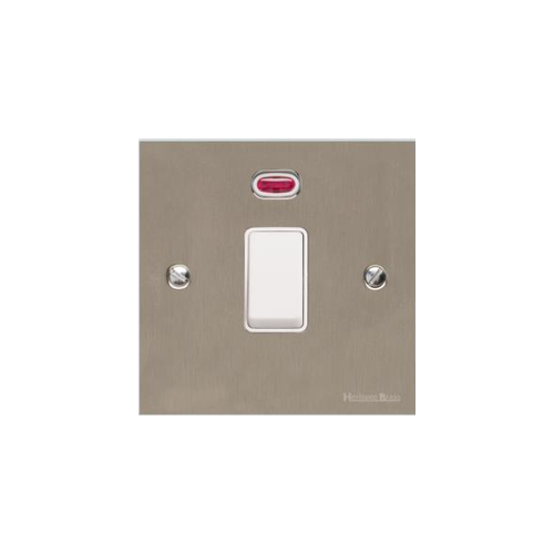 Bauhaus Range Satin Nickel Switches & Sockets, BH5 - 45A DP Cooker Switch with Neon (single plate) by Heritage Brass By M-Marcus