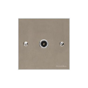 Bauhaus Range Satin Nickel Switches & Sockets, BH5 - 1 Gang Non-Isolated TV Coaxial Socket by Heritage Brass By M-Marcus