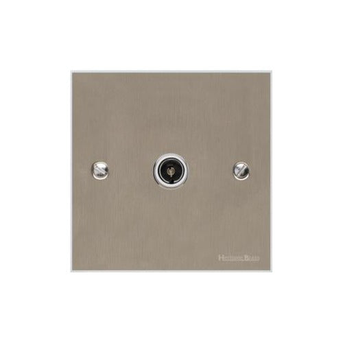 Bauhaus Range Satin Nickel Switches & Sockets, BH5 - 1 Gang Non-Isolated TV Coaxial Socket by Heritage Brass By M-Marcus
