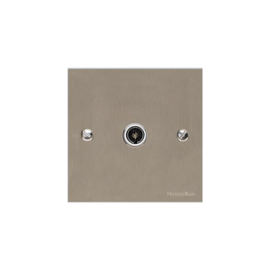 Bauhaus Range Satin Nickel Switches & Sockets, BH5 - 1 Gang Non-Isolated TV Coaxial Socket by Heritage Brass By M-Marcus