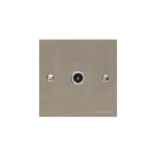 Bauhaus Range Satin Nickel Switches & Sockets, BH5 - 1 Gang Non-Isolated TV Coaxial Socket by Heritage Brass By M-Marcus