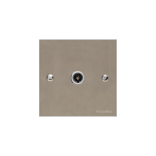Bauhaus Range Satin Nickel Switches & Sockets, BH5 - 1 Gang Non-Isolated TV Coaxial Socket by Heritage Brass By M-Marcus
