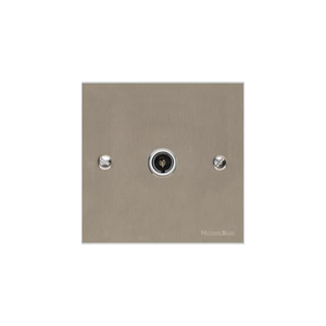 Bauhaus Range Satin Nickel Switches & Sockets, BH5 - 1 Gang Isolated TV Coaxial Socket by Heritage Brass By M-Marcus