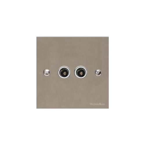 Bauhaus Range Satin Nickel Switches & Sockets, BH5 - TV/FM Diplexed Socket by Heritage Brass By M-Marcus