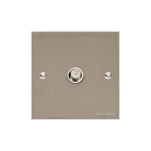 Bauhaus Range Satin Nickel Switches & Sockets, BH5 - 1 Gang Satellite Socket by Heritage Brass By M-Marcus
