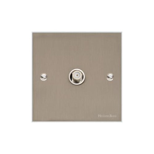 Bauhaus Range Satin Nickel Switches & Sockets, BH5 - 1 Gang Satellite Socket by Heritage Brass By M-Marcus