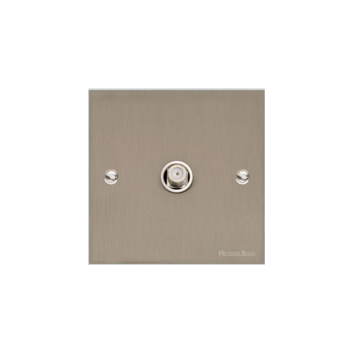 Bauhaus Range Satin Nickel Switches & Sockets, BH5 - 1 Gang Satellite Socket by Heritage Brass By M-Marcus