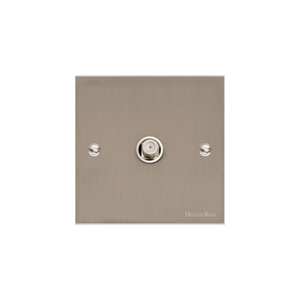 Bauhaus Range Satin Nickel Switches & Sockets, BH5 - 1 Gang Satellite Socket by Heritage Brass By M-Marcus