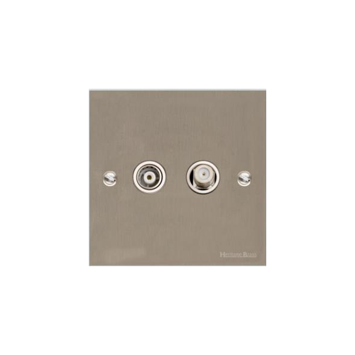 Bauhaus Range Satin Nickel Switches & Sockets, BH5 - TV/Satellite Socket by Heritage Brass By M-Marcus