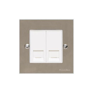 Bauhaus Range Satin Nickel Switches & Sockets, BH5 - 2 Gang Master Line Socket by Heritage Brass By M-Marcus