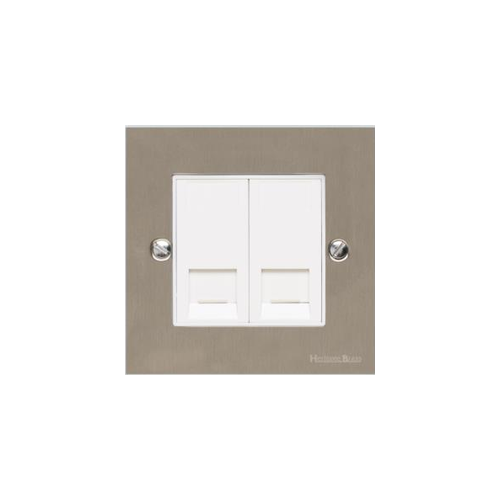 Bauhaus Range Satin Nickel Switches & Sockets, BH5 - 2 Gang Master Line Socket by Heritage Brass By M-Marcus