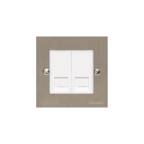 Bauhaus Range Satin Nickel Switches & Sockets, BH5 - 2 Gang Master Line Socket by Heritage Brass By M-Marcus