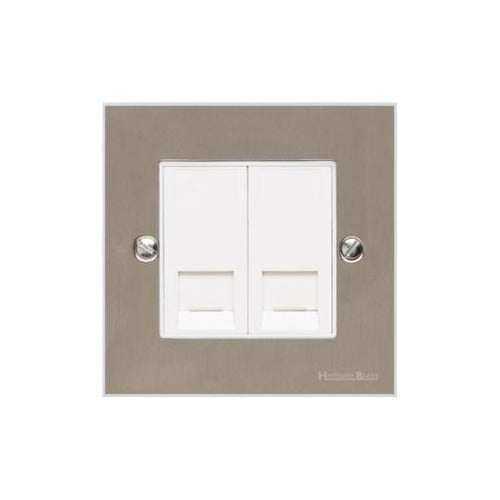 Bauhaus Range Satin Nickel Switches & Sockets, BH5 - 2 Gang RJ45 by Heritage Brass By M-Marcus