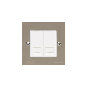 Bauhaus Range Satin Nickel Switches & Sockets, BH5 - 2 Gang RJ45 by Heritage Brass By M-Marcus