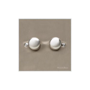 Bauhaus Range Satin Nickel Switches & Sockets, BH5 - 2 Gang TED Dimmer (Compatible with LED Lamps) by Heritage Brass By M-Marcus