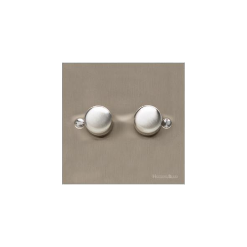 Bauhaus Range Satin Nickel Switches & Sockets, BH5 - 2 Gang TED Dimmer (Compatible with LED Lamps) by Heritage Brass By M-Marcus