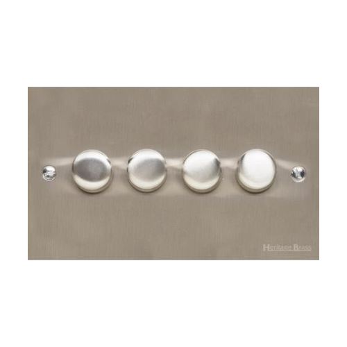 Bauhaus Range Satin Nickel Switches & Sockets, BH5 - 4 Gang Dimmer 400 watts(Compatible with halogen/ incandescent bulbs) by Heritage Brass By M-Marcus