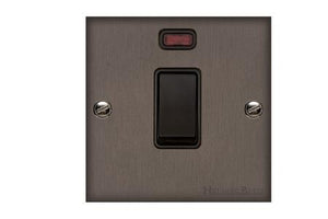 Bauhaus Range Matt Bronze Switches & Sockets, BH9 - 20A Double Pole Switch with Neon by Heritage Brass By M-Marcus