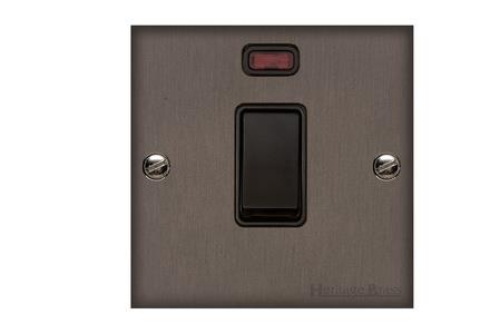 Bauhaus Range Matt Bronze Switches & Sockets, BH9 - 20A Double Pole Switch with Neon by Heritage Brass By M-Marcus