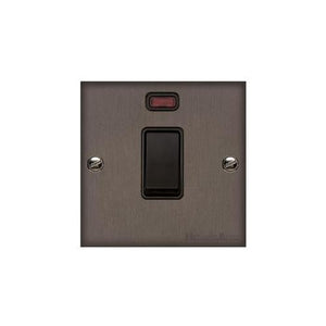 Bauhaus Range Matt Bronze Switches & Sockets, BH9 - 20A Double Pole Switch with Neon by Heritage Brass By M-Marcus