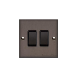 Bauhaus Range Matt Bronze Switches & Sockets, BH9 - 2 Gang Rocker Switch by Heritage Brass By M-Marcus