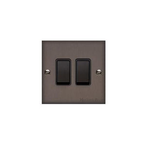 Bauhaus Range Matt Bronze Switches & Sockets, BH9 - 2 Gang Rocker Switch by Heritage Brass By M-Marcus