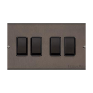 Bauhaus Range Matt Bronze Switches & Sockets, BH9 - 4 Gang Rocker Switch by Heritage Brass By M-Marcus