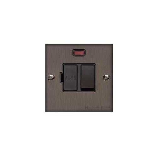 Bauhaus Range Matt Bronze Switches & Sockets, BH9 - Switched Spur with Neon (13 Amp) by Heritage Brass By M-Marcus