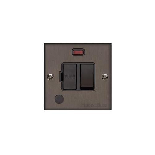 Bauhaus Range Matt Bronze Switches & Sockets, BH9 - Switched Spur with Neon + Cord (13 Amp) by Heritage Brass By M-Marcus