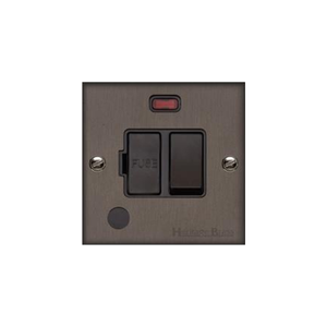 Bauhaus Range Matt Bronze Switches & Sockets, BH9 - Switched Spur with Neon + Cord (13 Amp) by Heritage Brass By M-Marcus