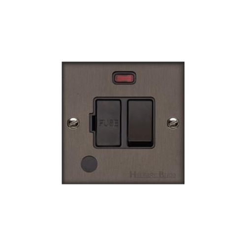 Bauhaus Range Matt Bronze Switches & Sockets, BH9 - Switched Spur with Neon + Cord (13 Amp) by Heritage Brass By M-Marcus