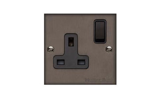 Bauhaus Range Matt Bronze Switches & Sockets, BH9 - Single Socket (13 Amp) by Heritage Brass By M-Marcus