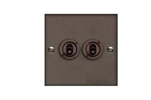Bauhaus Range Matt Bronze Switches & Sockets, BH9 - 2 Gang Toggle Switch by Heritage Brass By M-Marcus
