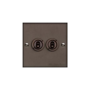 Bauhaus Range Matt Bronze Switches & Sockets, BH9 - 2 Gang Toggle Switch by Heritage Brass By M-Marcus