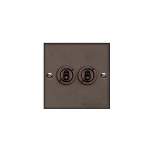 Bauhaus Range Matt Bronze Switches & Sockets, BH9 - 2 Gang Toggle Switch by Heritage Brass By M-Marcus