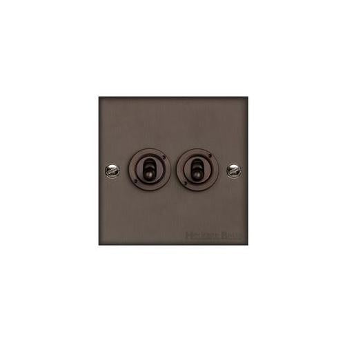 Bauhaus Range Matt Bronze Switches & Sockets, BH9 - 2 Gang Toggle Switch by Heritage Brass By M-Marcus