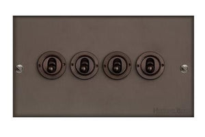 Bauhaus Range Matt Bronze Switches & Sockets, BH9 - 4 Gang Toggle Switch by Heritage Brass By M-Marcus