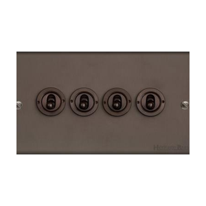Bauhaus Range Matt Bronze Switches & Sockets, BH9 - 4 Gang Toggle Switch by Heritage Brass By M-Marcus