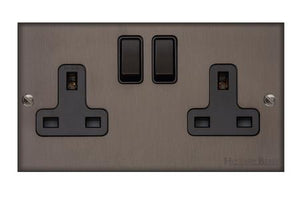 Bauhaus Range Matt Bronze Switches & Sockets, BH9 - Double Socket (13 Amp) by Heritage Brass By M-Marcus