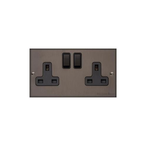 Bauhaus Range Matt Bronze Switches & Sockets, BH9 - Double Socket (13 Amp) by Heritage Brass By M-Marcus
