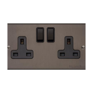 Bauhaus Range Matt Bronze Switches & Sockets, BH9 - Double Socket (13 Amp) by Heritage Brass By M-Marcus