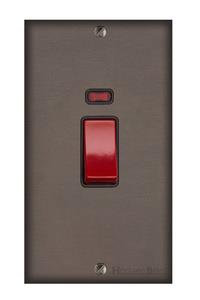 Bauhaus Range Matt Bronze Switches & Sockets, BH9 - 45A DP Cooker Switch with Neon (tall plate) by Heritage Brass By M-Marcus