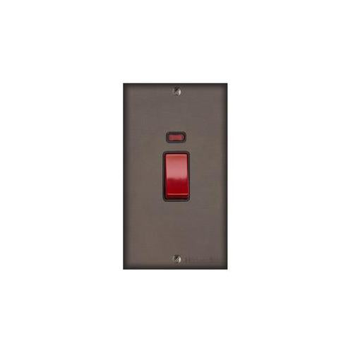 Bauhaus Range Matt Bronze Switches & Sockets, BH9 - 45A DP Cooker Switch with Neon (tall plate) by Heritage Brass By M-Marcus
