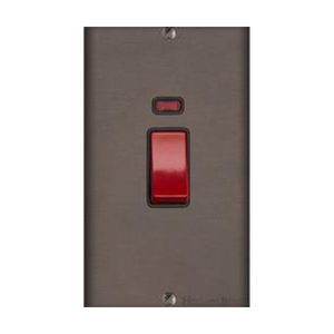 Bauhaus Range Matt Bronze Switches & Sockets, BH9 - 45A DP Cooker Switch with Neon (tall plate) by Heritage Brass By M-Marcus