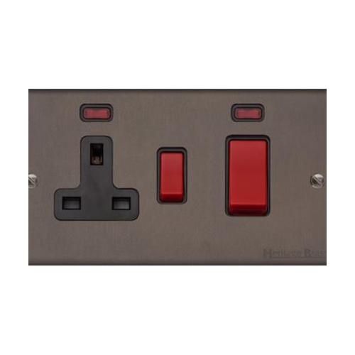 Bauhaus Range Matt Bronze Switches & Sockets, BH9 - 45A Cooker Unit + 13A Socket by Heritage Brass By M-Marcus