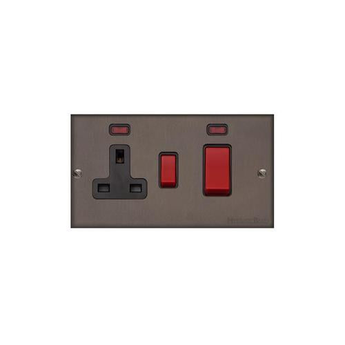 Bauhaus Range Matt Bronze Switches & Sockets, BH9 - 45A Cooker Unit + 13A Socket by Heritage Brass By M-Marcus
