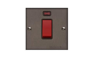 Bauhaus Range Matt Bronze Switches & Sockets, BH9 - 45A DP Cooker Switch with Neon (single plate) by Heritage Brass By M-Marcus